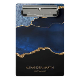 Moderne marineblauw goudmarmer Glitter Kantoor Mini Klembord
