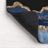 Moderne marineblauw goudmarmer Glitter Kantoor Muismat (Hoek)