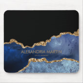 Moderne marineblauw goudmarmer Glitter Kantoor Muismat (Voorkant)