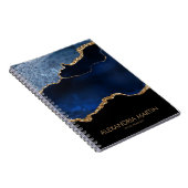 Moderne marineblauw goudmarmer Glitter Kantoor Notitieboek (Rechterzijde)
