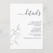 Moderne marineblauw handschrift bruiloft - Omsluit Informatiekaartje (Voorkant)