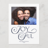 Moderne marineblauw Joyful Kerstfeestdag Foto Feestdagenkaart (Voorkant)