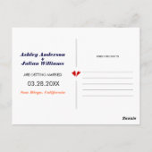 Moderne marineblauw, koraal twee foto Save the Dat Briefkaart (Achterkant)