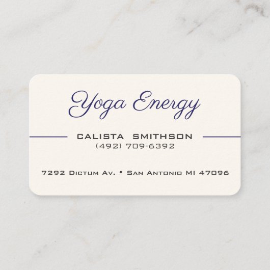 Moderne marineblauw Lotus Flower Elegant Unique Yo Visitekaartje (Achterkant)