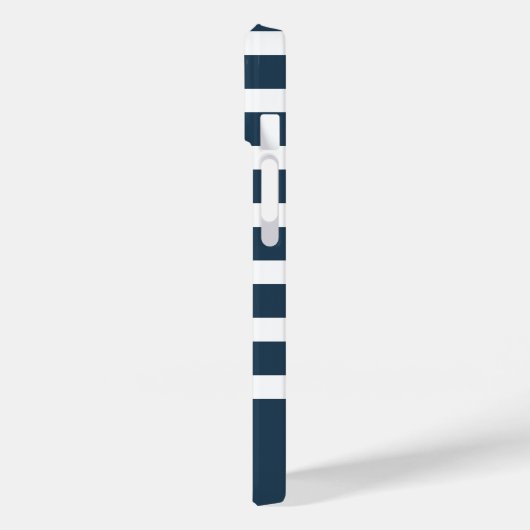 Moderne marineblauw met witte streep met monogram Case-Mate iPhone case (Achterkant / Links)