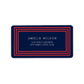 Moderne marineblauw met zalmroze grenzen Adres Etiket (Voorkant)