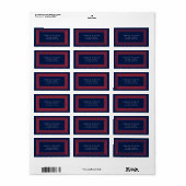 Moderne marineblauw met zalmroze grenzen Adres Etiket (Full Sheet)