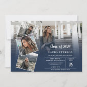 Moderne marineblauw minimalistisch fotoafstuderen kaart (Voorkant)