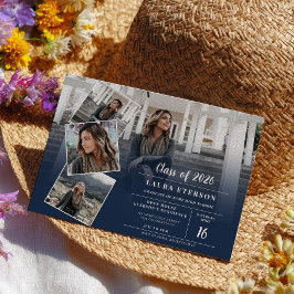 Moderne marineblauw minimalistisch fotoafstuderen kaart