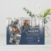 Moderne marineblauw minimalistisch fotoafstuderen kaart (Staand voorkant)