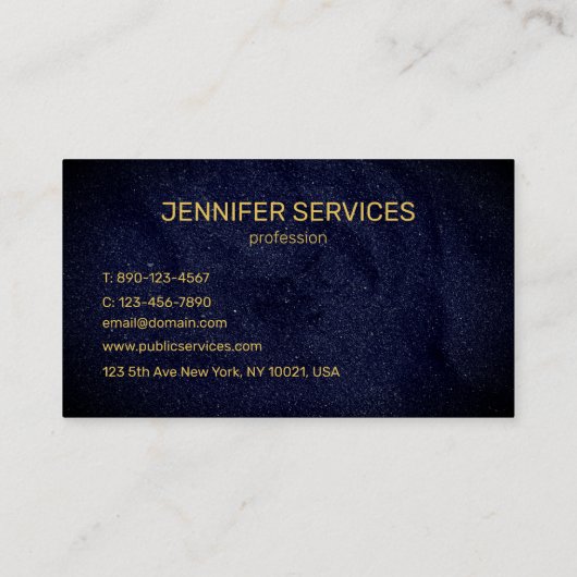 moderne marineblauw minimalistisch zand textuur visitekaartje (Achterkant)