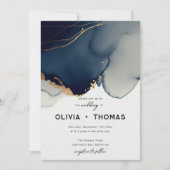 Moderne marineblauw minimalistische elegante chiqu kaart (Voorkant)