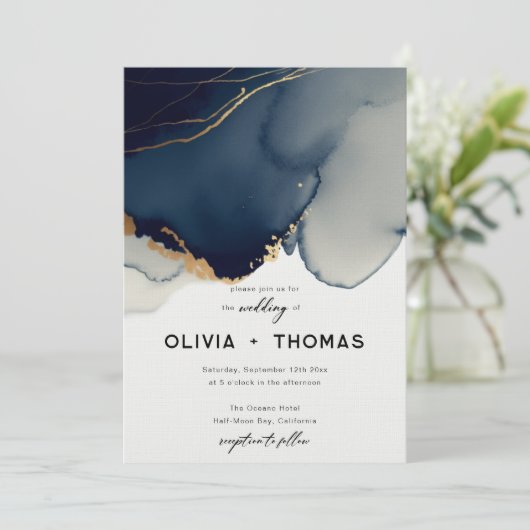 Moderne marineblauw minimalistische elegante chiqu kaart (Staand voorkant)