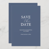 Moderne marineblauw minimumaantal sparen de datum save the date (Voorkant / Achterkant)