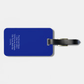 Moderne marineblauw minimummonogram op maat bagagelabel (Achterkant horizontaal)