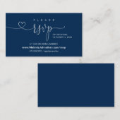 Moderne marineblauw, online RSVP op bruiloft Websi Informatiekaartje (Voorkant / Achterkant)