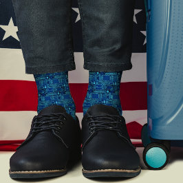 Moderne marineblauw printkaart Cool Geeky Sokken