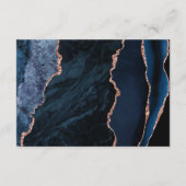 Moderne marineblauw Roos Gold Agate Wedding Detail Informatiekaartje (Achterkant)