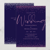 Moderne marineblauw Roos gouden Confetti bruiloft (Voorkant / Achterkant)