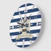 Moderne marineblauw Stripes, bootwiel Grote Klok (Hoek)