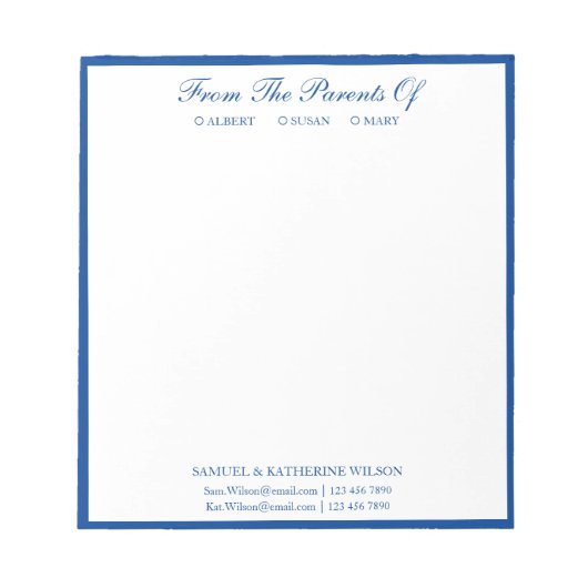 Moderne marineblauw van de ouders van Notitieblok (Voorkant)