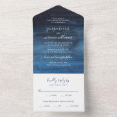 Moderne marineblauw Waterverf die iedereen in één  All In One Uitnodiging (Binnen)