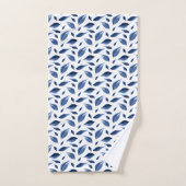 Moderne marineblauw Waterverf laat patroonpatroon Bad Handdoek (Handdoek)
