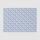 Moderne marineblauw Waterverf laat patroonpatroon  Tissuepapier (Voorkant)