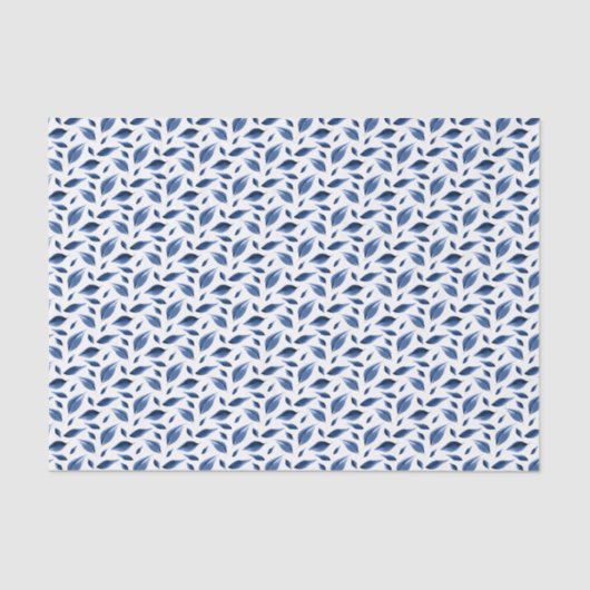 Moderne marineblauw Waterverf laat patroonpatroon  Tissuepapier (Voorkant)