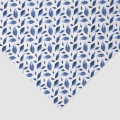 Moderne marineblauw Waterverf laat patroonpatroon  Tissuepapier (Detail)