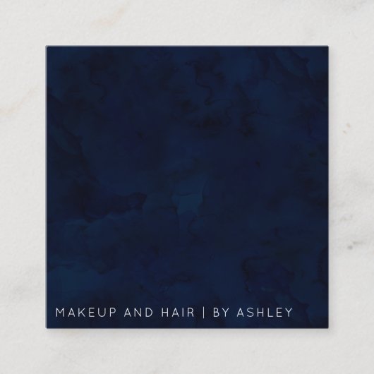 Moderne marineblauw waterverf professioneel vierkante visitekaartje (Voorkant)
