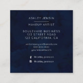 Moderne marineblauw waterverf professioneel vierkante visitekaartje (Achterkant)