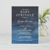 Moderne marineblauw Waterverf was Baby Kaart (Staand voorkant)