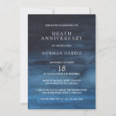 Moderne marineblauw Waterverf was Jubileum dood  Kaart (Voorkant)