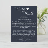 Moderne marineblauw welkom en bedankt bruiloft (Staand voorkant)