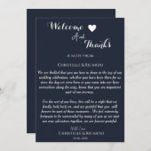 Moderne marineblauw welkom en bedankt bruiloft (Voorkant / Achterkant)