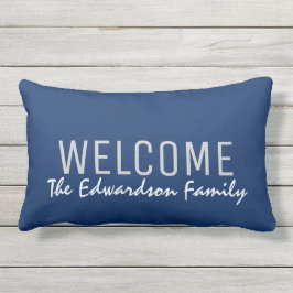 Moderne marineblauw Welkomsmonogram aangepast Buitenkussen
