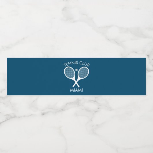 Moderne marineblauw-witte elastische kernen waterfles etiket (Enkel label)