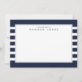 Moderne marineblauw witte stremmende grens notitiekaartje (Voorkant)