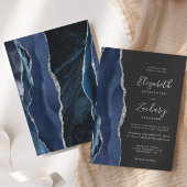 Moderne marineblauw, zilver, donker huwelijk kaart