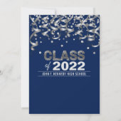 Moderne marineblauw zilver Glitter GRADUATION Part Kaart (Achterkant)