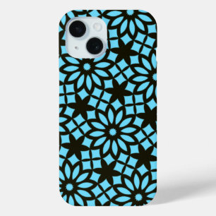 Moderne marineblauw zwart patroon iPhone 15 case