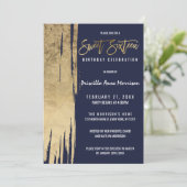 Moderne marineblauwblauwe goudpenseelstreken - zoe kaart (Staand voorkant)