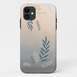 Moderne marineblauwe bloemen iPhone Case