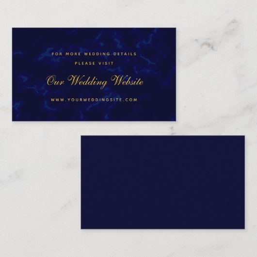 Moderne marineblauwe bruiloft website informatiekaartje (Voorkant / Achterkant)