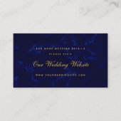Moderne marineblauwe bruiloft website informatiekaartje (Voorkant)