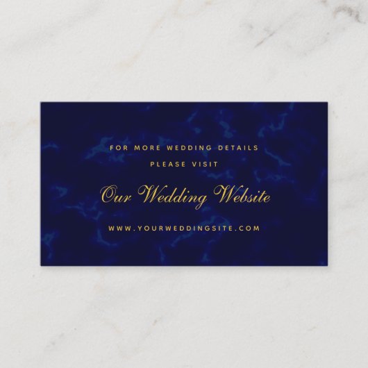Moderne marineblauwe bruiloft website informatiekaartje (Voorkant)