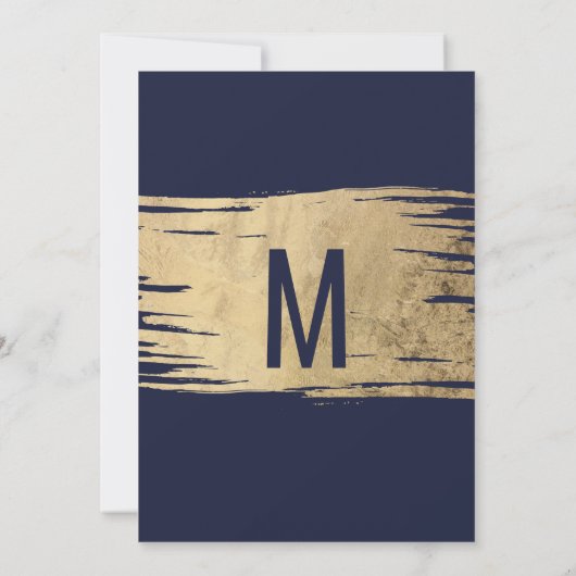 Moderne marineblauwe goudpenseeldrukte kaart (Achterkant)