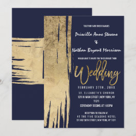 Moderne marineblauwe goudpenseeldrukte kaart