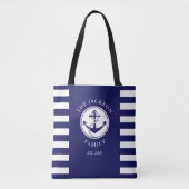 Moderne marineblauwe nautische anker tote bag (Voorkant)